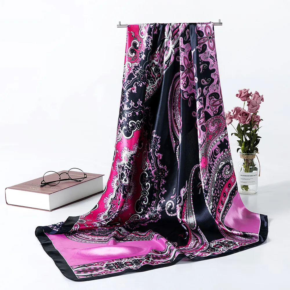 (Buy 1 Get 2) Women'S Fashion Geometric Pattern Printed Satin Silk Scarf