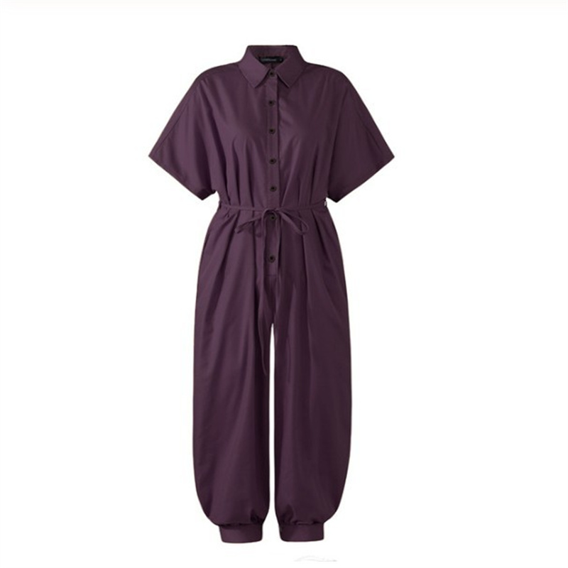 Women Casual Single-Breasted Loose Jumpsuits