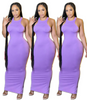 Women Fashion Sexy Basic Solid Color Sleeveless Tight Maxi Dress