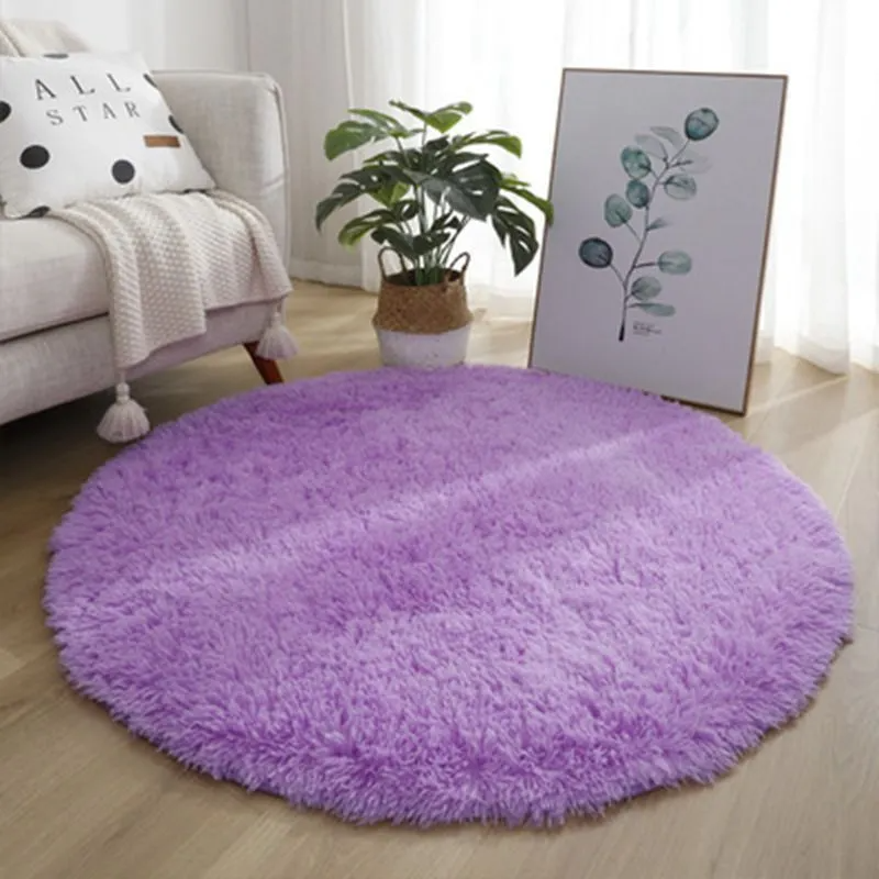 Household Solid Color Round Thickened Carpet