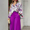 Women'S Fashion Loose Shirt + Wide-Leg Pants Two-Piece Set