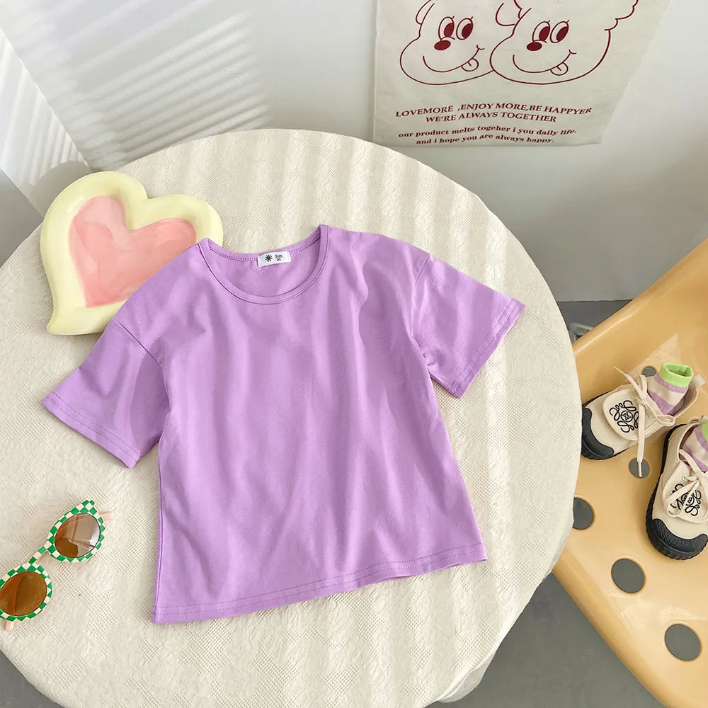 (Buy 1 Get 1) Children Kids Baby Fashion Girls Boys Short-Sleeved Candy Color T-Shirt