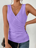 Summer Women Casual Solid Color Slim-Fit V-Neck Sleeveless Surpliced Tank Top