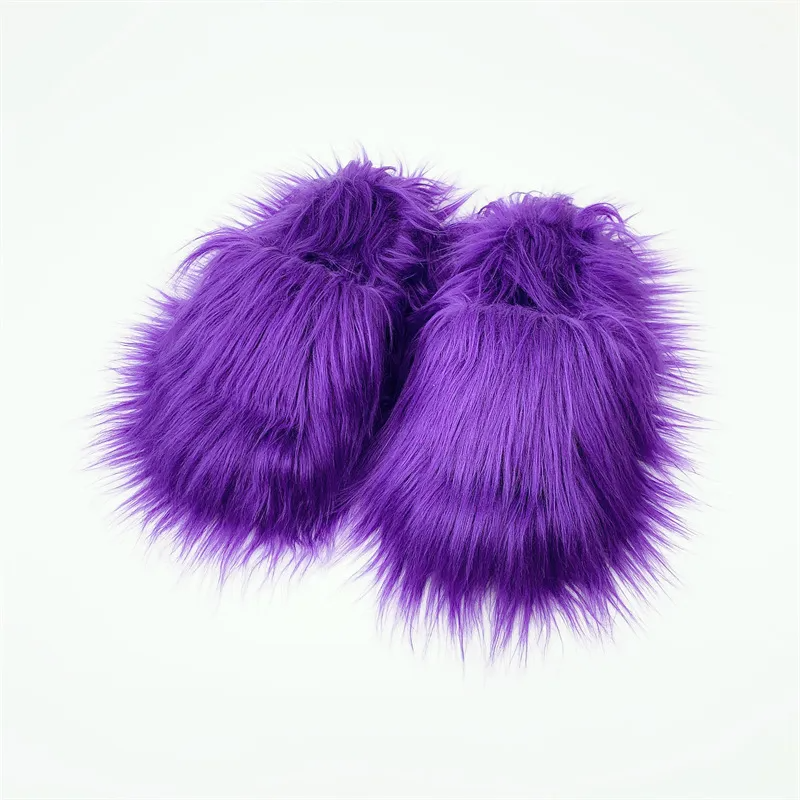 Slippers Imitation Fur Long Hair Edgy Girl Y2k Plush Slippers