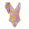 Summer Women Retro Ruffled Printing Swimsuit Bikini Skirt Suit