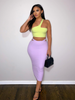 Women One Shoulder Crop Tank Tops Pencil Midi Skirt Two Piece Set Suit