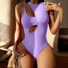 Women Sexy Solid Color Cut Out One-Pieces Swimwear