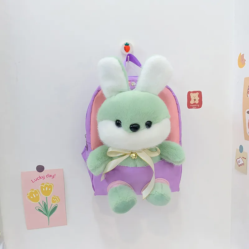 Children Kids Baby Fashion Boys Girls Cartoon Rabbit Doll Plushtoy Backpack School Bag