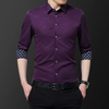 Men'S Casual Color Matching Irregular Line Slim Long-Sleeved Shirt