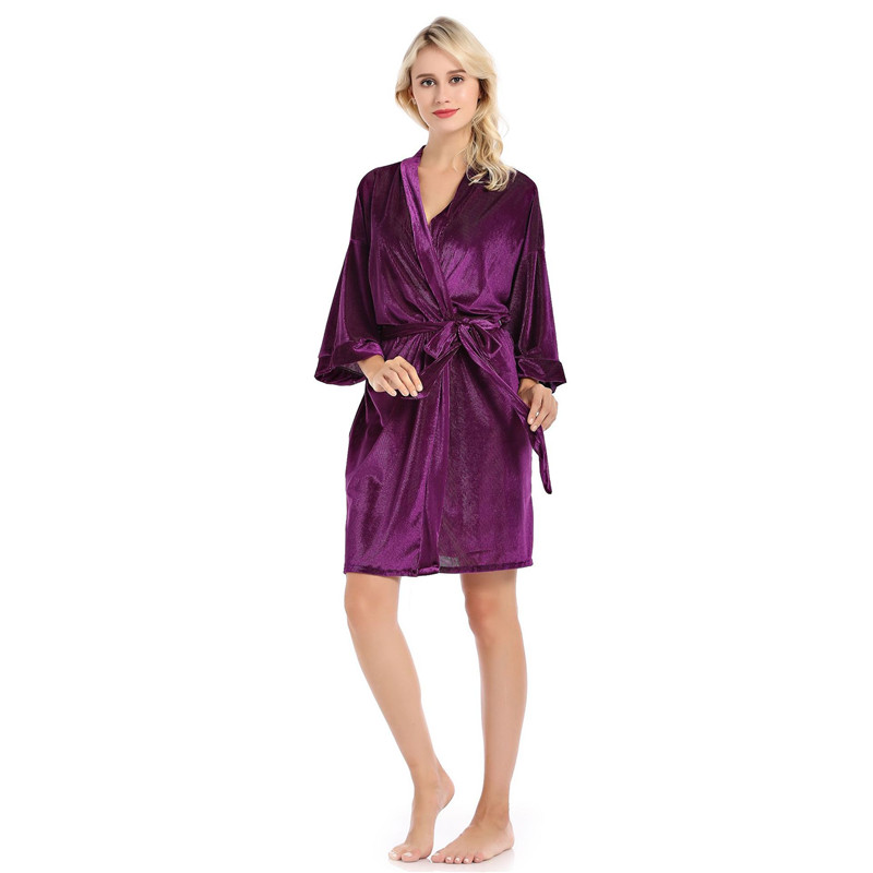 Women Fashion Solid Color Cardigan Night-Robe