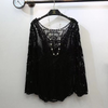 Women Summer Vacation Long Sleeve Lace Mesh Loose Hollow Cover-Ups