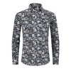 Men Fashion Casual Tiny Flower Long Sleeve Lapel Shirt