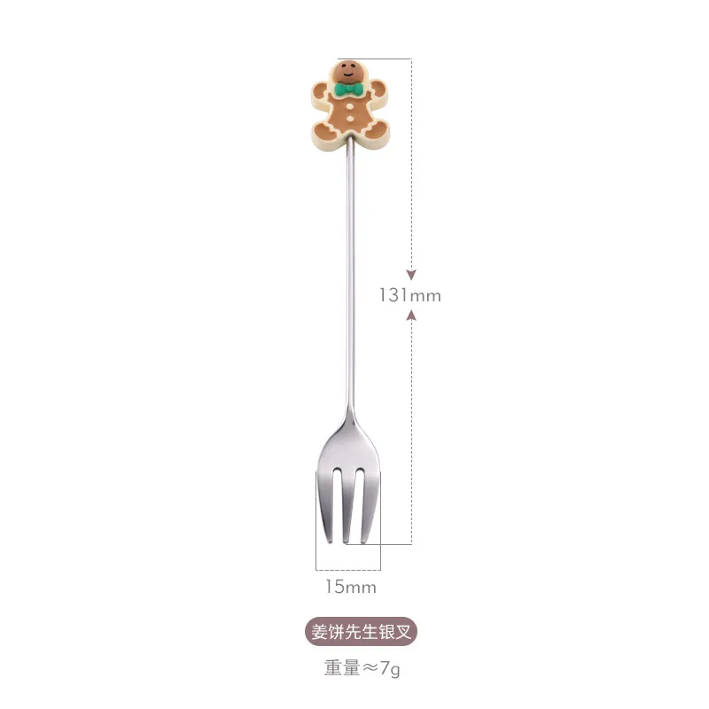 (Buy 1 Get 2) Christmas Cartoon Christmas Wreath Santa Claus Stainless Steel Fork Spoon Tableware