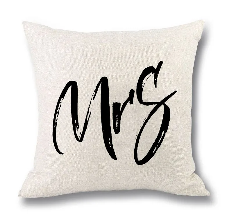 (Buy 1 Get 1)  Modern Simple Letter Print Linen Living Room Rug Cushion Throw Pillowcase