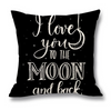 (Buy 1 Get 1)  Modern Simple Letter Print Linen Living Room Rug Cushion Throw Pillowcase