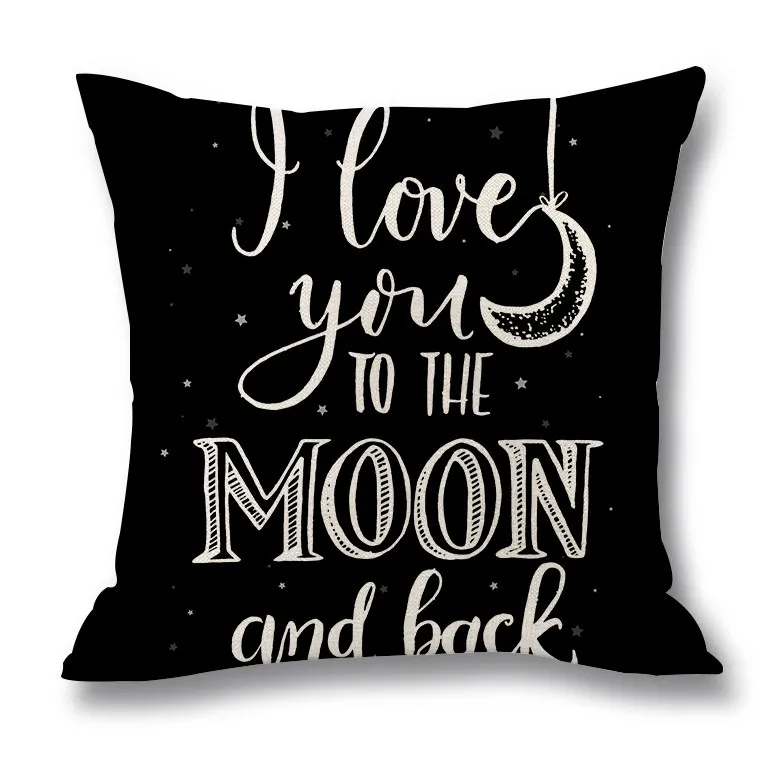 (Buy 1 Get 1)  Modern Simple Letter Print Linen Living Room Rug Cushion Throw Pillowcase