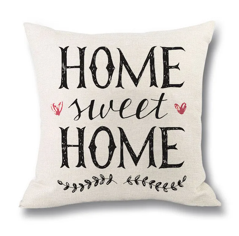 (Buy 1 Get 1)  Modern Simple Letter Print Linen Living Room Rug Cushion Throw Pillowcase