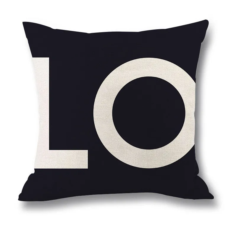 (Buy 1 Get 1)  Modern Simple Letter Print Linen Living Room Rug Cushion Throw Pillowcase