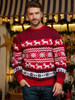 Fashion Winter Couple Men Women Christmas Round Neck Elk Jacquard Long Sleeve Knitted Sweater