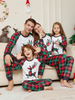 Christmas Fashion Cartoon Elk Plaid Print Parent-Child Pajamas Set