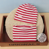 Kids Unisex Autumn Winter Fashion Casual Cute Solid Color Cotton Stripe Hat Scarf Two Set