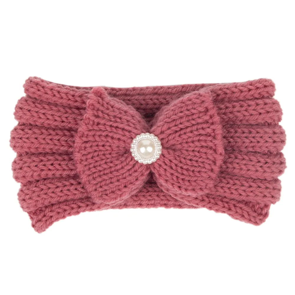 Kids Cute Bowknot Bunny Ears Wool Warm Headband