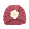 Kids Simple Solid Color Big Flower Warm Woolen Knitted Pullover Hat