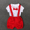 Kids Baby Girls Boys Summer Fashion Casual Cute Bow Small Sailing Pattern Lapel Romper Suspender Trousers Set