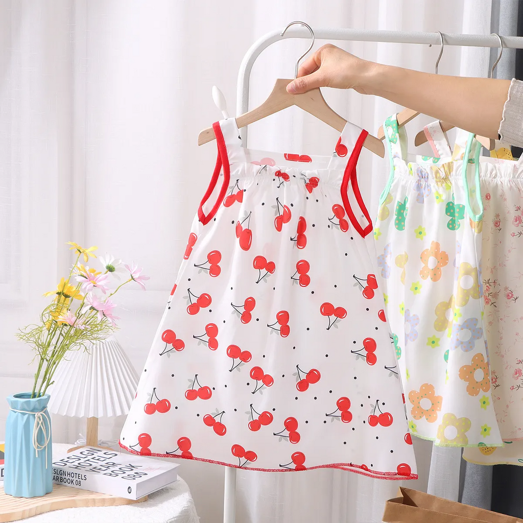 (Buy 1 Get 1) Children Kids Baby Fashion Girls Casual Basic Sleeveless Multicolor Print Suspender Dress