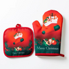 (Buy 1 Get 1) Kitchen Household Heat Insulation Anti-Scalding Christmas Printing Oven Microwave Gloves Set