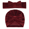 Mother And Child Simple Solid Color Bowknot Velvet Hat Two-Piece Set