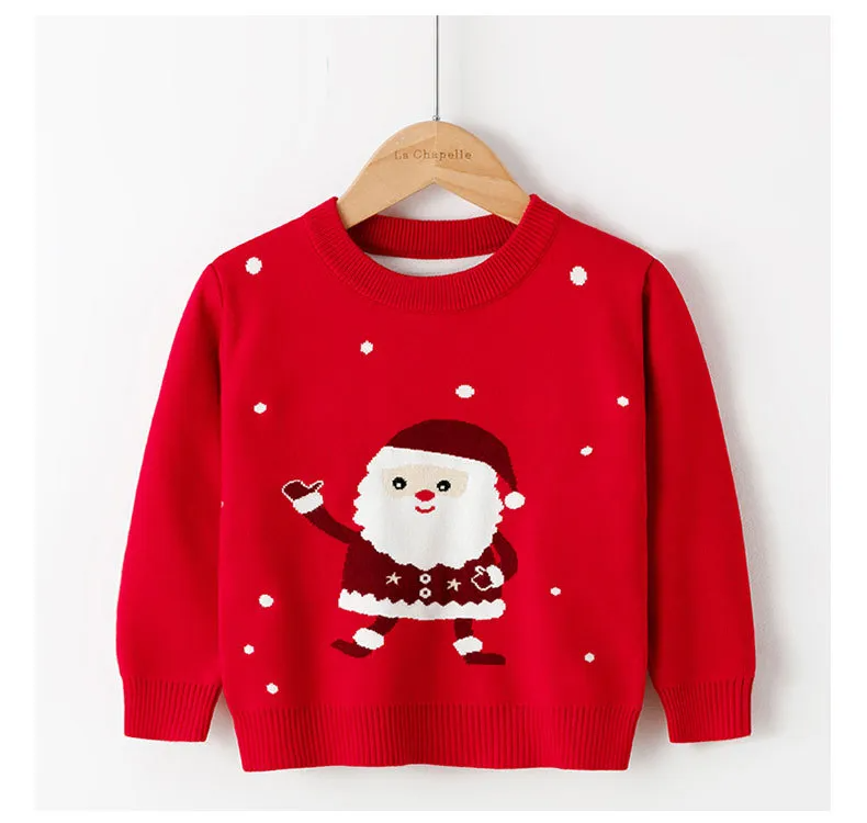 Kids Toddler Girls Boy Fashion Autumn Winter Cartoon Santa Claus Bottom Knit Sweater