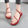 Women Fashion Casual Plus Size Leopard Print Strap Flat Sandals