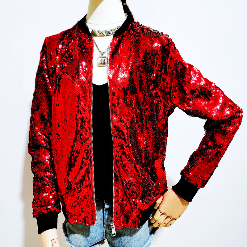 Casual Women Sequin Loose Uniform Coat