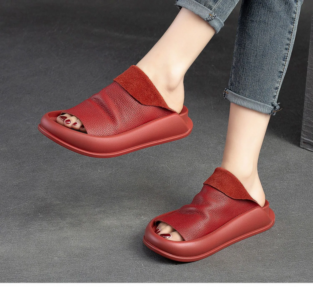 Women Fashion Casual Solid Color Round Toe Peep Toe Slippers