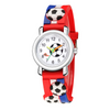 Kids 3d Floating Sculpture Tape Football Pattern Stripe Strap Quartz Watch