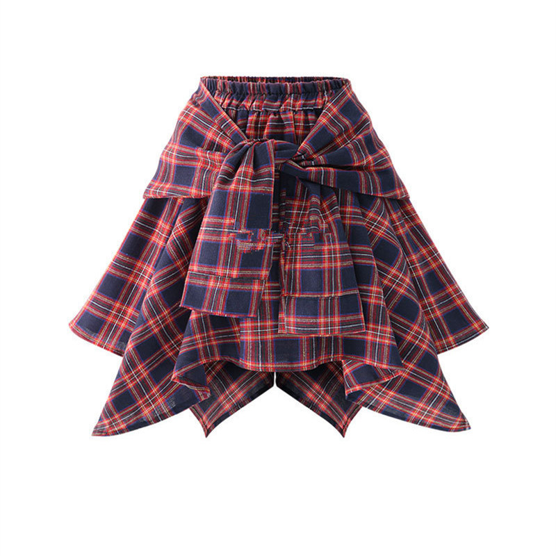 Women'S Fashion Casual Plaid Irregular Skirt