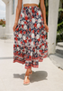 Women Fashion Summer Vacation Floral Print Swing Skirt