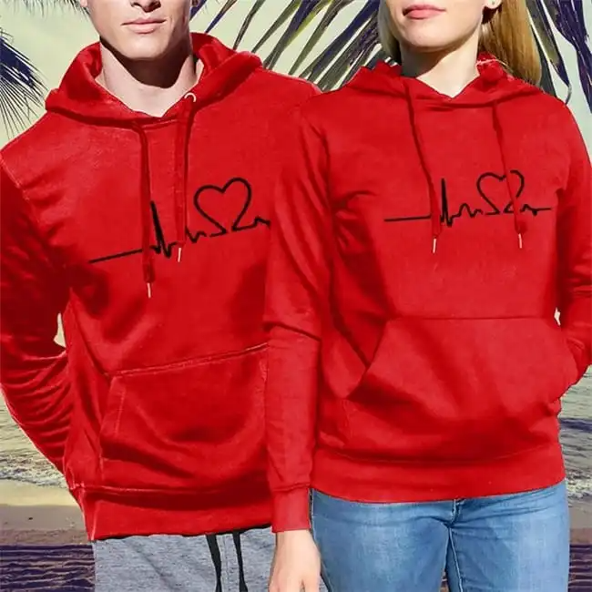 Couple Fashion Color Blocking Printed Long Sleeve Hoodie