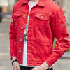 Men'S Fashion Solid Color Loose Ripped Cotton Denim Jacket