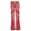 Women'S Fashion Edgy Raw Edge Pink Flare Jeans