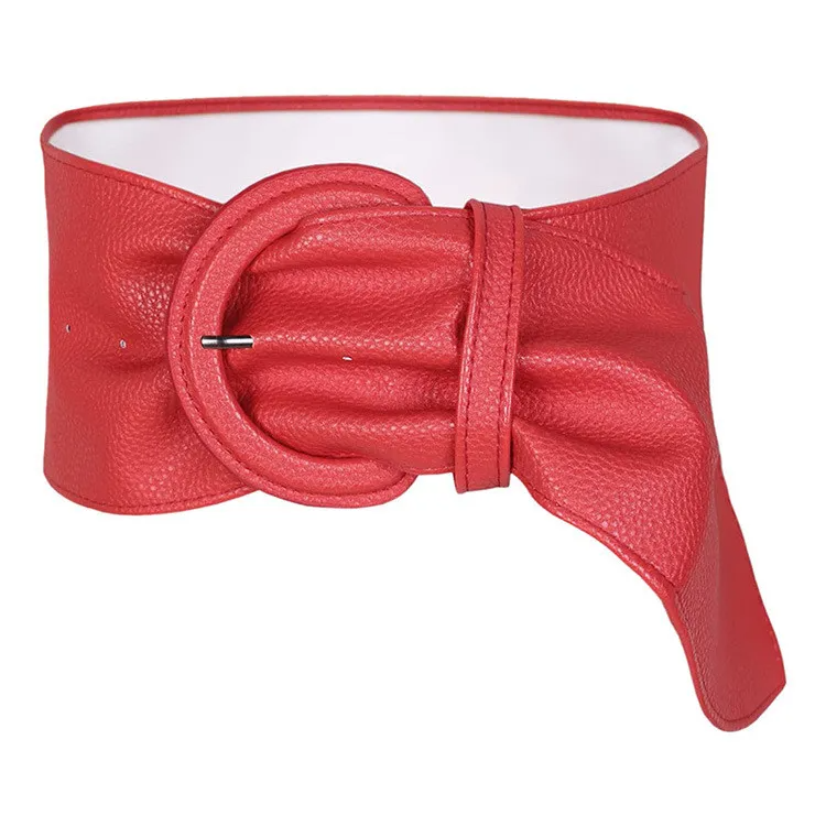 Women Retro Fashion D Shape Buckle Wide Belt