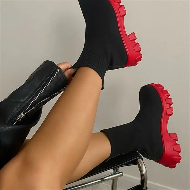 Women Fashion Elastic Round-Toe Short Boots