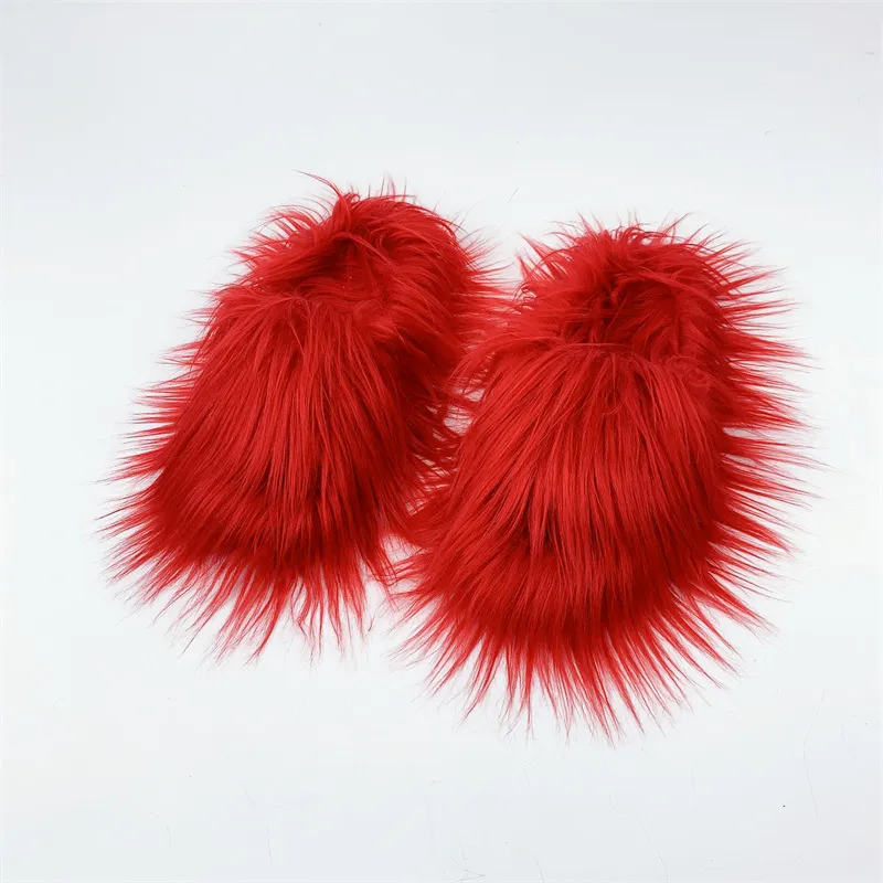 Slippers Imitation Fur Long Hair Edgy Girl Y2k Plush Slippers