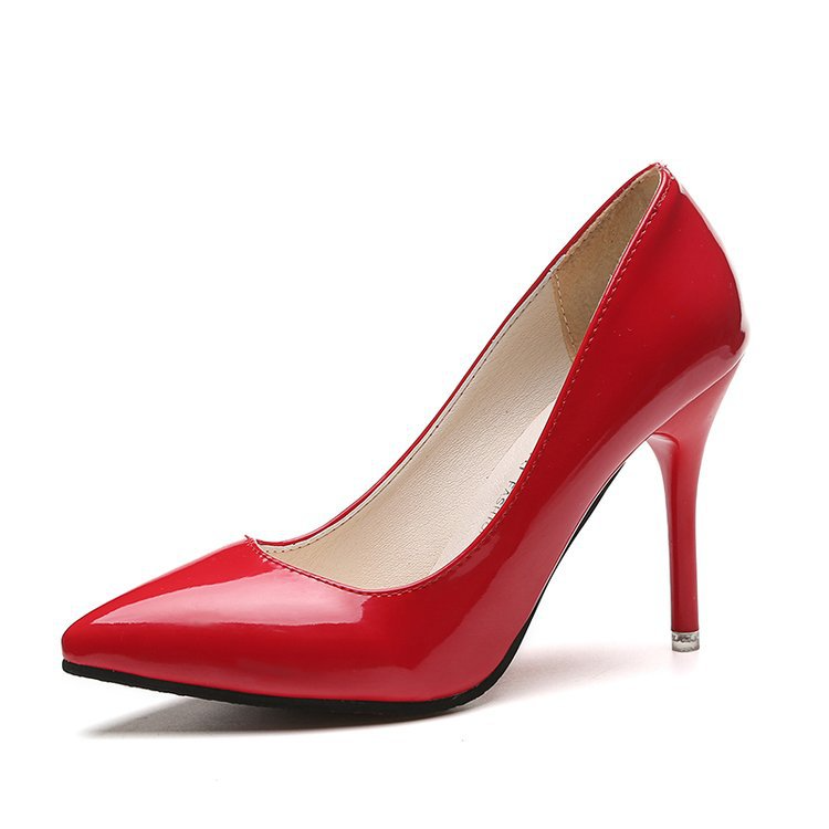 Women Fashion Plus Size Sexy Point-Toe Patent Leather Stiletto Heel Pumps