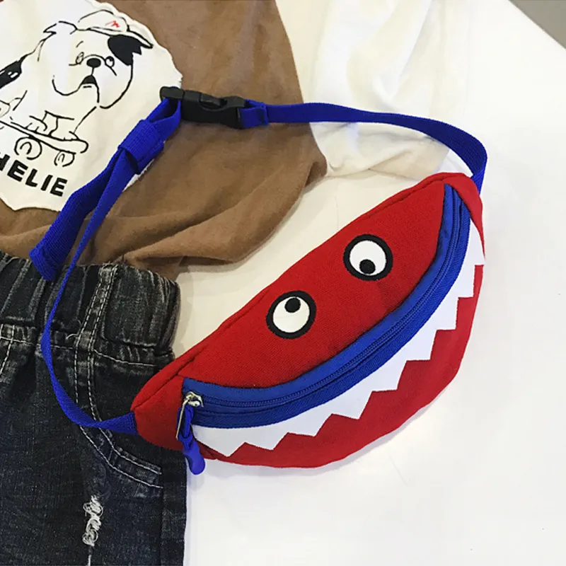 Kids Casual Cute Cartoon Funny Face Pattern Color Blocking Waist Bag