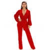 Women Solid Color V-Neck Long Sleeve Waist Sequin Fashion Jumpsuit