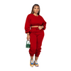 Women Simple Athleisure Casual Solid Color Round Neck Loose Long Sleeve Sweatershirt And Pants Fashion Basic Two Pieces Set