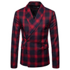 Men Cotton Plaid Printed Business Blazer