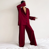 Women'S Fashion Faux Silk Shirt Thin Pajamas Two-Piece Set